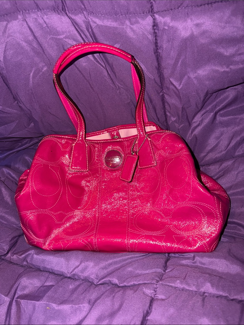 Coach Hot Pink Signature Satchel